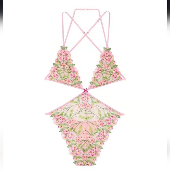 1014 Victoria Secret Lily Embroidery Triangle Teddy Sz Small - Picture 1 of 5